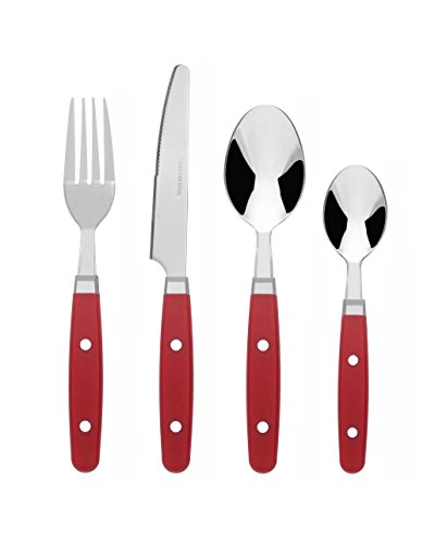Bon Henley 16-Piece Stainless Steel Cutlery Set – Red