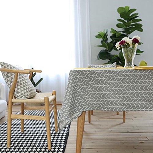Ustide Modern Style Geometric Tablecloth Arrow Pattern Cotton Linen Table Cloth for Kitchen 39″x55″ Grey