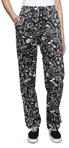 Mirabella Health & Beauty Unisex Chef Trousers Black with White Utensils Print 2XL