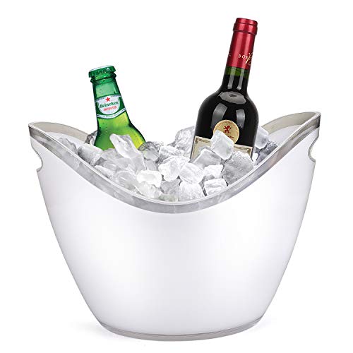 YOBANSA 3.5L White Acrylic Wine or Champagne Bottles Ice Bucket,Wine Cooler Bucket,Bar Tools,Wine Accessories (White)