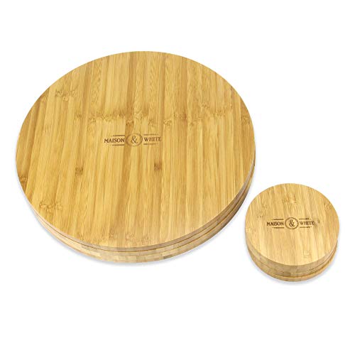 Set of 4 Circular Bamboo Placemats and Coasters | Dining Table Mats