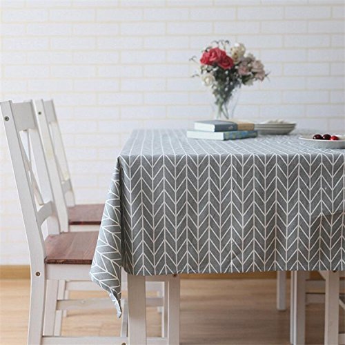 Meiwash Tablecloths Cotton Linen Table Cloth Rectangular Table Cover Simple Style Twill Tablecloths Heat and Moisture Resistance Multi-purpose Indoor and Outdoor(Gray, 130*180)